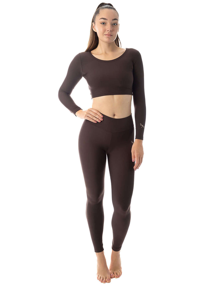 Sports crop top Pavi | Crop Top | Color: petrol | Gymnastics crop top | Long Sleeve | Dragonfly Clothing and Yoga Wear
