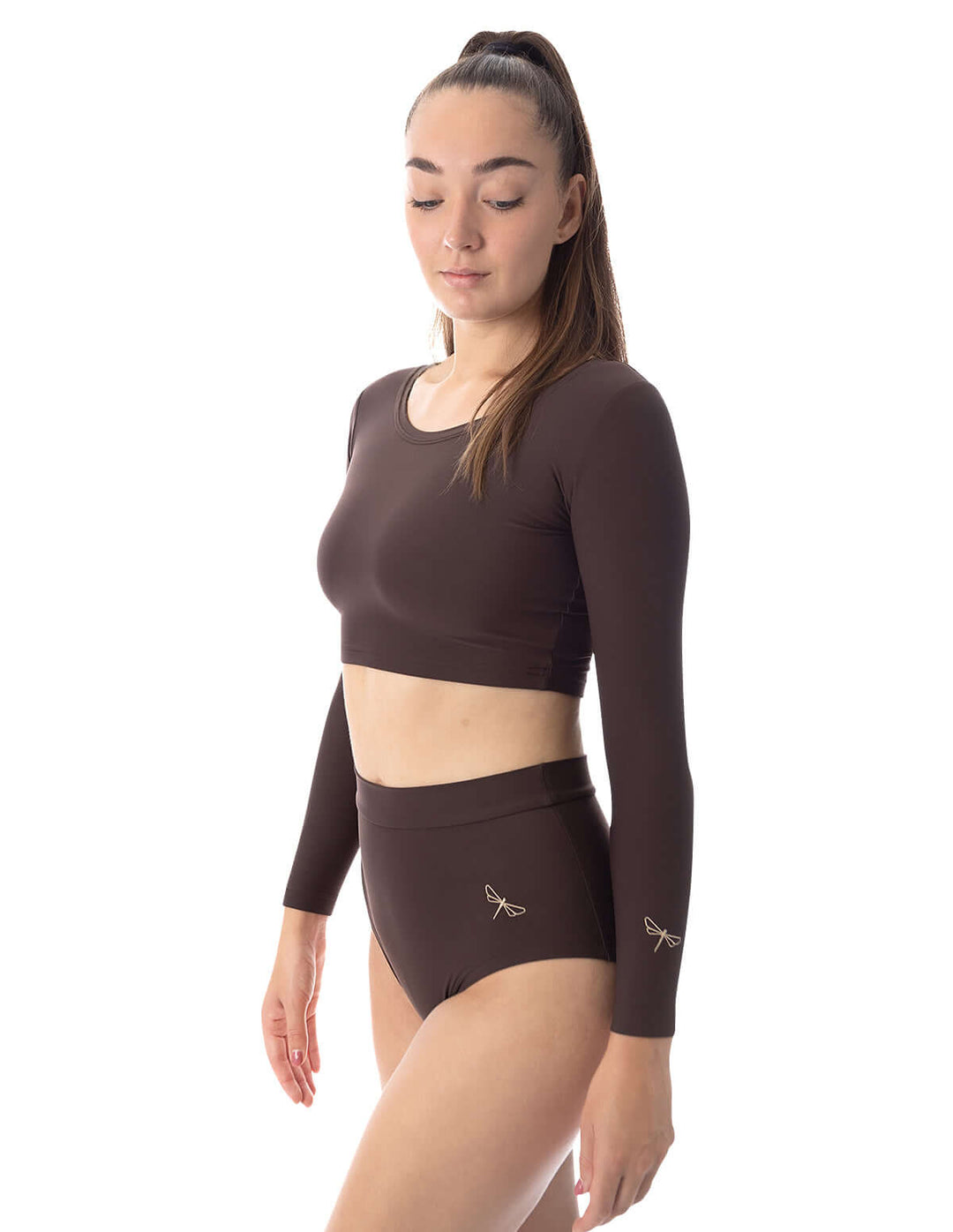 Sports crop top Pavi | Crop Top | Color: petrol | Gymnastics crop top | Long Sleeve | Dragonfly Clothing and Yoga Wear