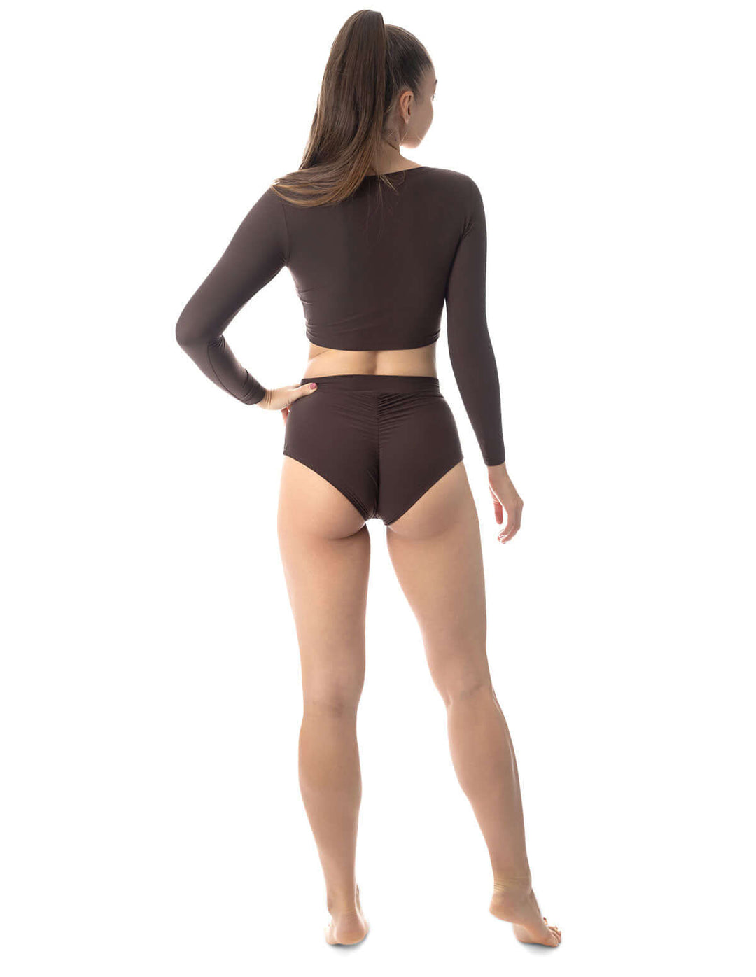 Sports crop top Pavi | Crop Top | Color: petrol | Gymnastics crop top | Long Sleeve | Dragonfly Clothing and Yoga Wear