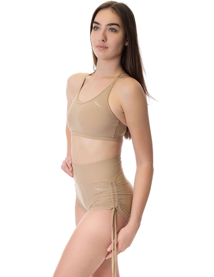 | Shorts | Color: burgundy | High Waist Drawstring Pole Shorts | Pole dance šortky se stahovacími šňůrkami | Short pole dance avec drawstrings