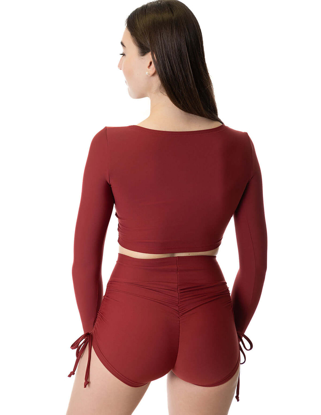 | Shorts | Color: burgundy | High Waist Drawstring Pole Shorts | Pole dance šortky se stahovacími šňůrkami | Short pole dance avec drawstrings