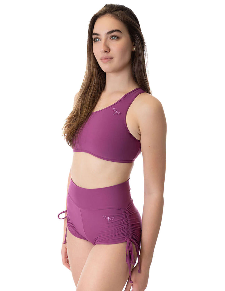 | Shorts | Color: burgundy | High Waist Drawstring Pole Shorts | Pole dance šortky se stahovacími šňůrkami | Short pole dance avec drawstrings