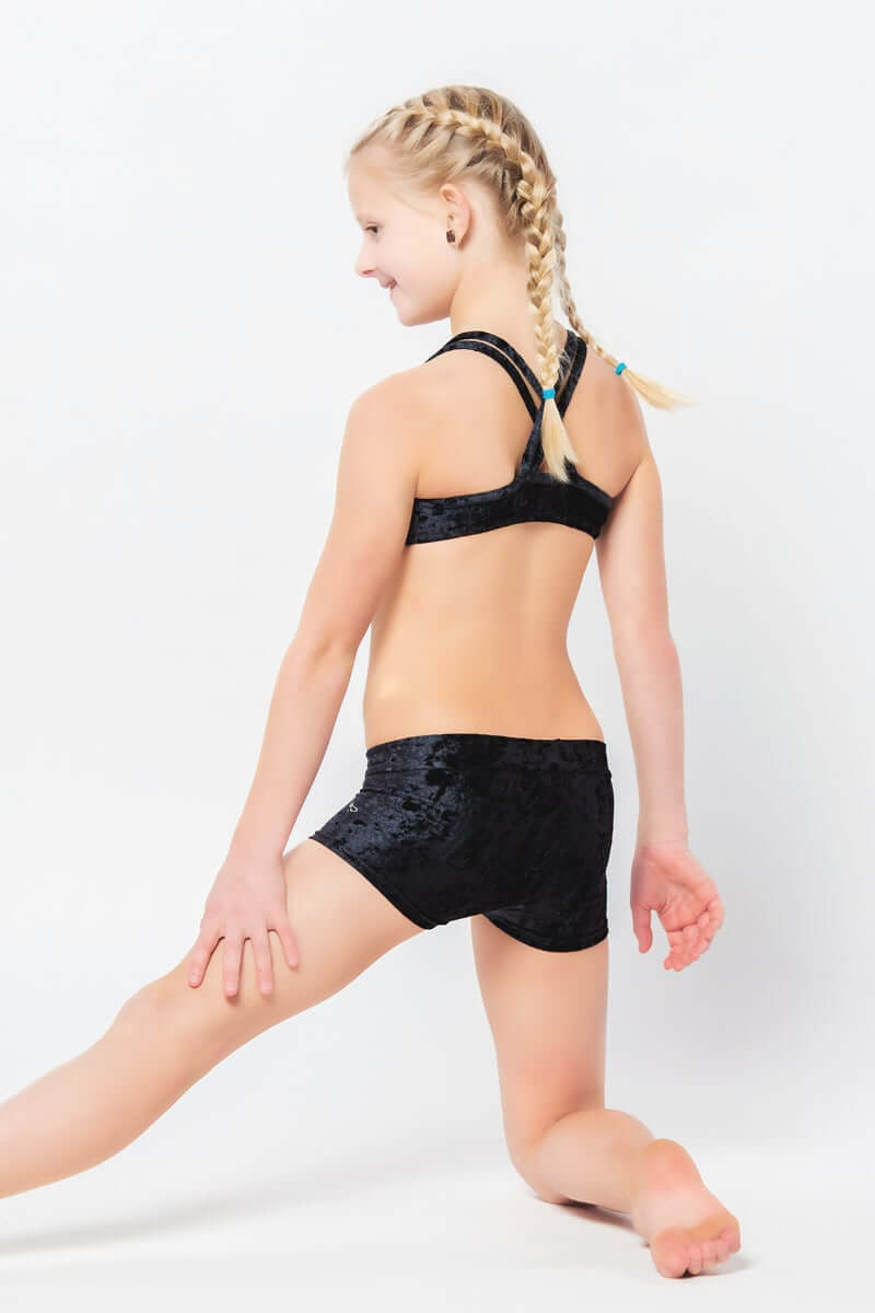 Kids - Girls' Pole Dance Shorts Elsa | Activewear | Color: blue velvet | Kids Pole Shorts | Girls Pole Dance Shorts | Dětské pole dance šortky | Madchen Pole Shorts | Pole short enfants | Dragonfly Pole Dance Clothing and Bikram Hot Yoga Wear | Dětské Obl