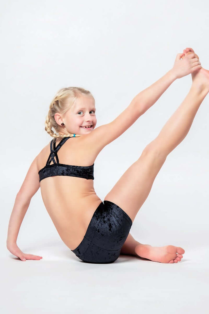Kids - Girls' Pole Dance Shorts Elsa | Activewear | Color: blue velvet | Kids Pole Shorts | Girls Pole Dance Shorts | Dětské pole dance šortky | Madchen Pole Shorts | Pole short enfants | Dragonfly Pole Dance Clothing and Bikram Hot Yoga Wear | Dětské Obl