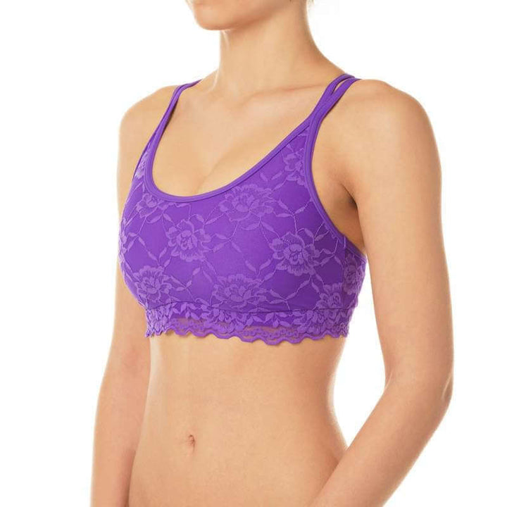 Brassière de sport en dentelle, soutien-gorge léger avec dentelle italienne, design élégant et frais.