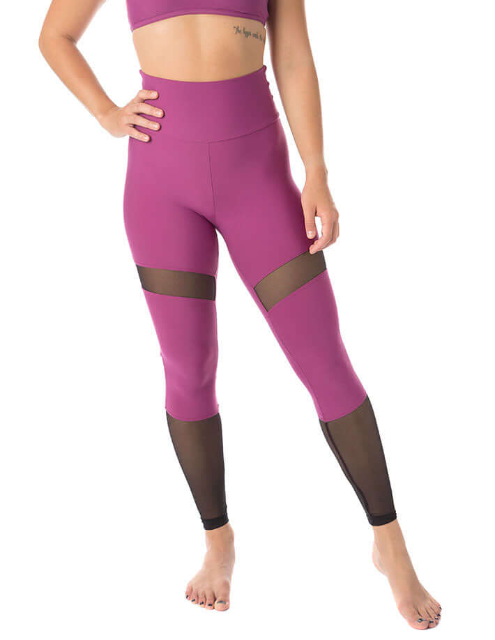 Mesh leggings Barbara | Leggings | Color: ruby / mesh | Yoga Leggings | Legging en tulle à taille haute | Mesh leggings | Legíny s tylem | Leggings mit Netz