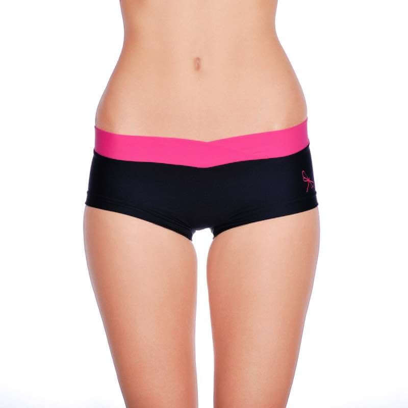 Low rise pole shorts Vera | Shorts | Color: black / pink | Pole Shorts | Dragonfly Pole Dance Clothing and Bikram Hot Yoga Wear