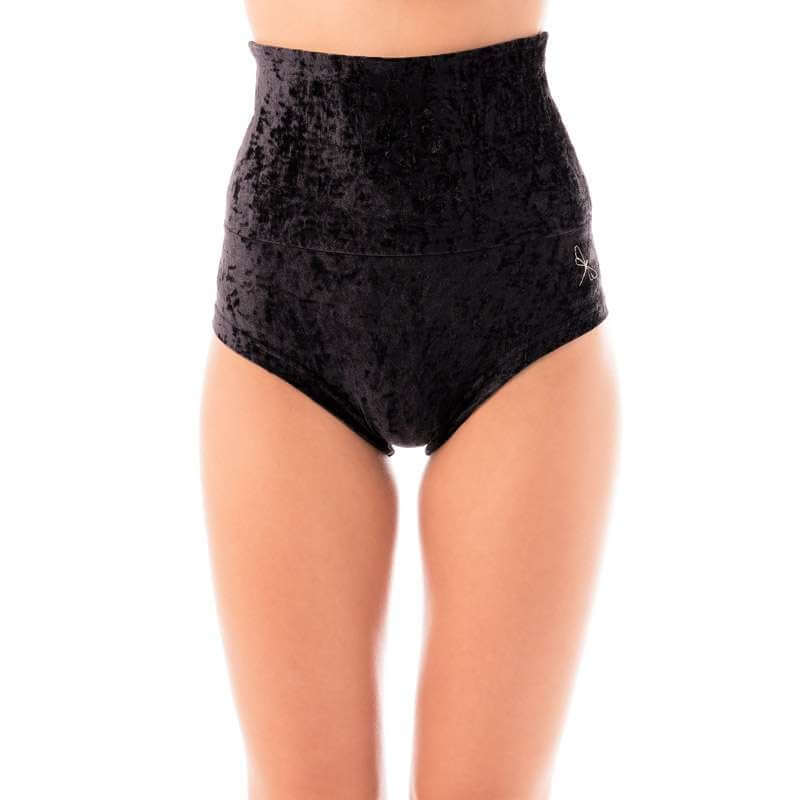 Velvet pole shorts Betty | Hochtaillierte Samt Pole Shorts | Color: emerald velvet | Pole Shorts | Dragonfly Pole Dance Clothing and Bikram Hot Yoga Wear