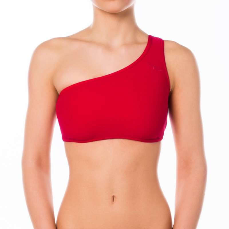One shoulder sports bra Carmen | One Shoulder Sport-BH, Brassière de sport asymétrique | Color: red | Women's sports bra | Dragonfly Pole Dance Clothes and Bikram Hot Yoga Outfit