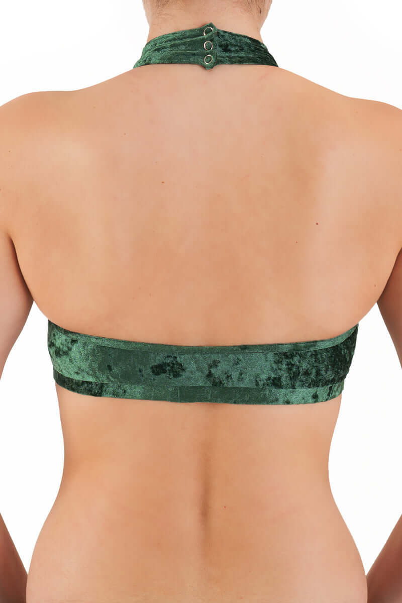 Velvet halter top Lisette | Sports bra | Color: purple velvet | Women's sports bra | Dragonfly Pole Dance Clothes and Bikram Hot Yoga Outfit