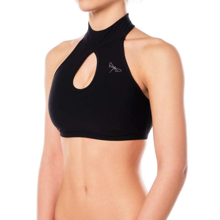 High neck sports bra Terri | Sports bra | Color: black | Women's sports bra | Dragonfly Pole Dance Clothes and Bikram Hot Yoga Outfit