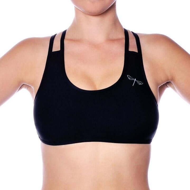 Lycra sports bra Xenia | Sports bra | Color: black | Women's sports bra | Dragonfly Pole Dance Clothes and Bikram Hot Yoga Outfit