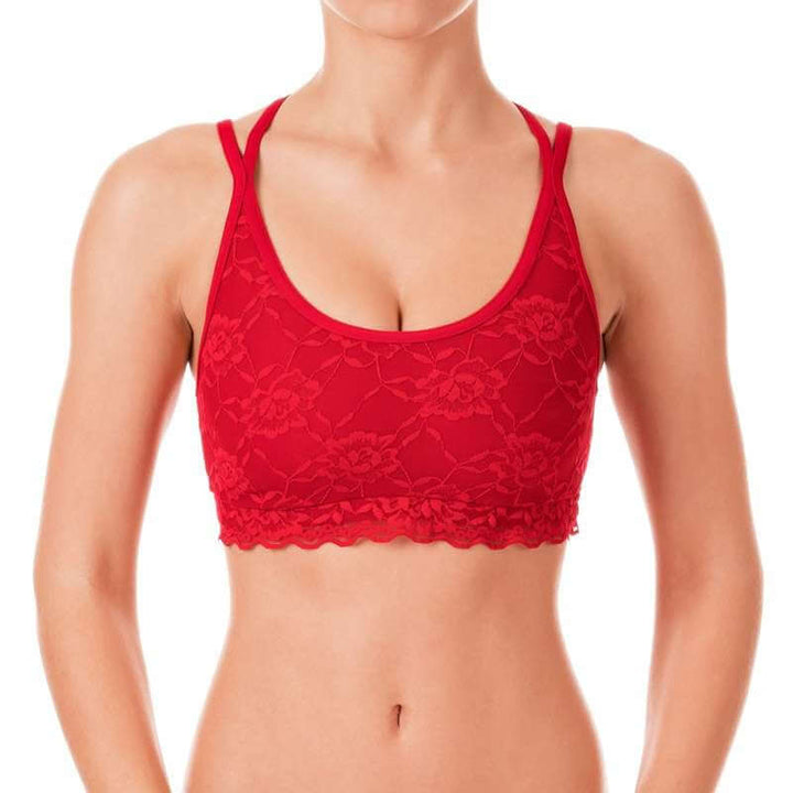 Lace sports bra Nicole | Brassière de sport en dentelle | Color: petrol lace | Women's sports bra | Dragonfly Pole Dance Clothes and Bikram Hot Yoga Outfit