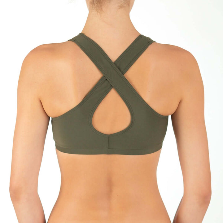 Racerback sportsbra Kiley | Sports bra | Color: khaki | Women's sports bra | Dragonfly Pole Dance Clothes and Bikram Hot Yoga Outfit