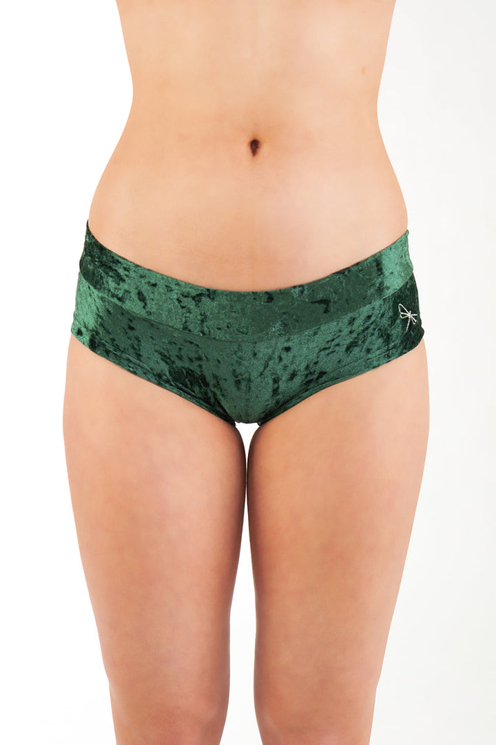 Hot pants velvet Shorts Dragonfly XS emerald velvet