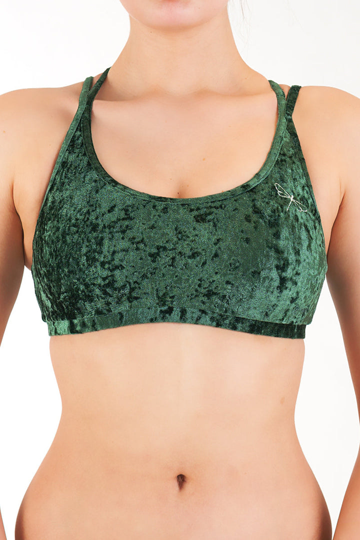 Nicole top velvet Sports bra Dragonfly XS emerald velvet